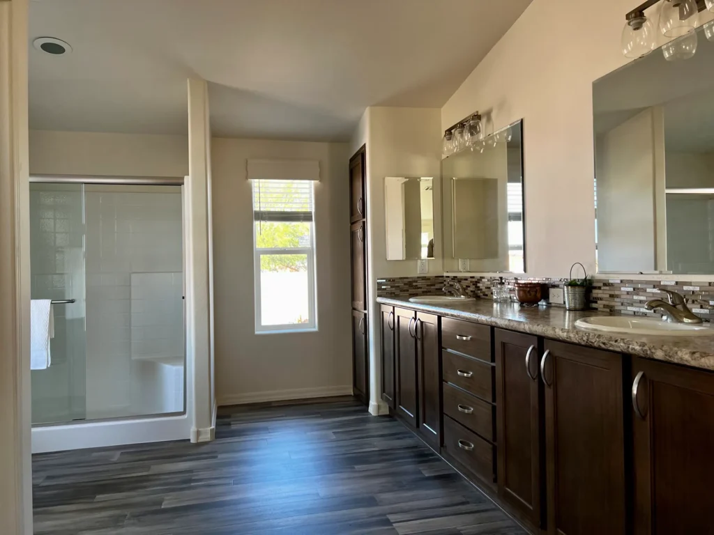 bathroom upgrades, reviews, desert‑climate, Arizona mobile homes, delivery‑crew, cavco phoenix mountain ridge manufactu
